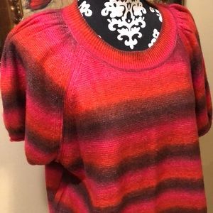 🧵Universal Thread Puff short sleeves horiz. stripe soft sweater